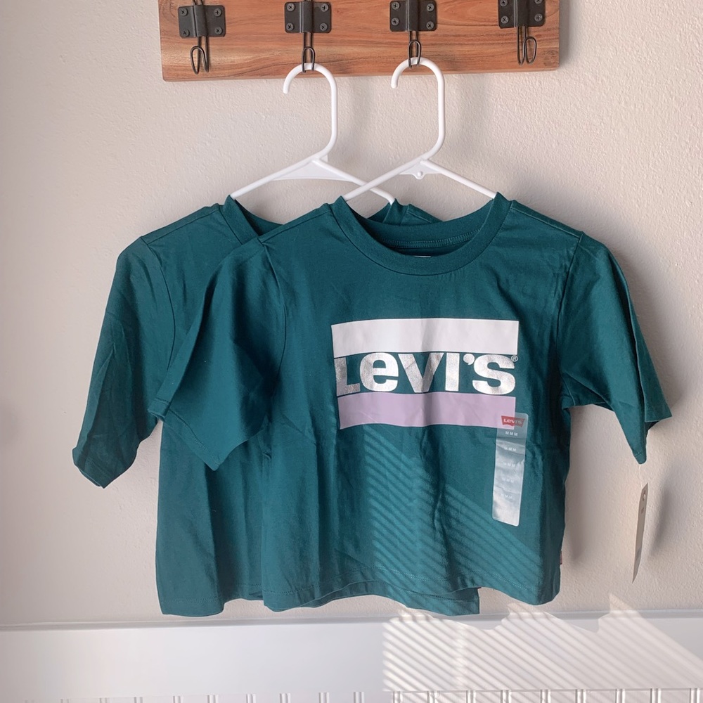 LEVI’S | NWT Deep Teal Big Girls Logo Crop Top M,L